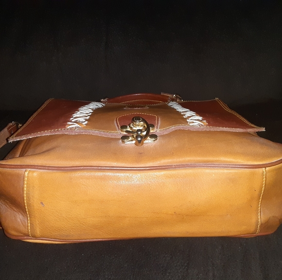 YVES Saint Laurent | Braided Detail Handle and Strap Messenger Bag - Tan/Whiskey - Picture 4 of 12